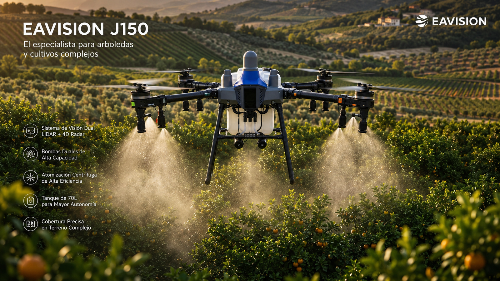 Olivar en pendiente — dron agrícola EAVision