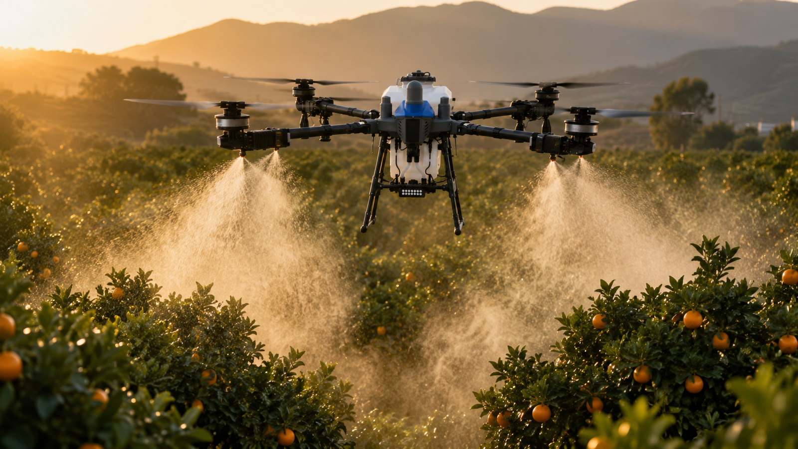 Remolque Agro-Station con dron agrícola EAVision en campo